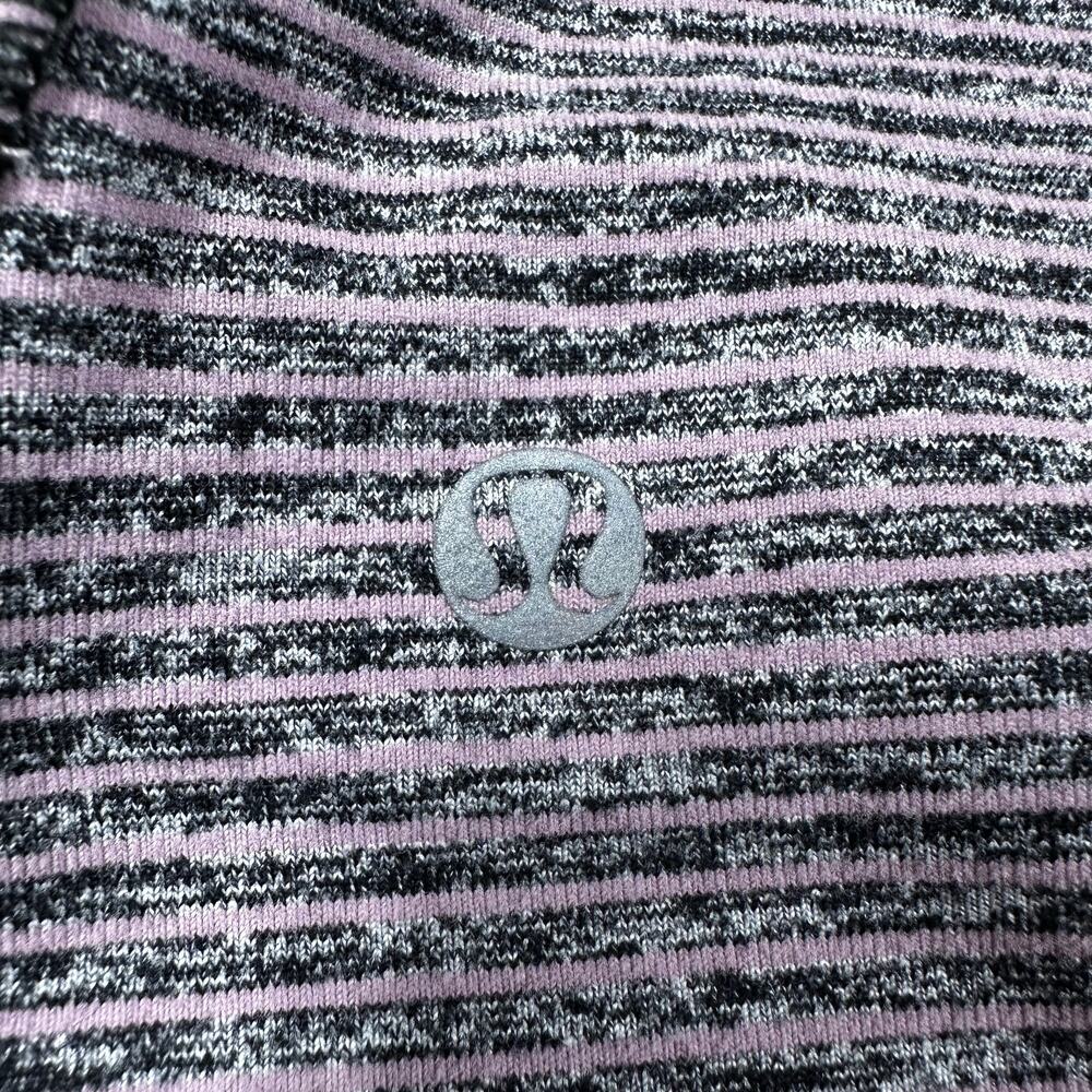 Lululemon Race Your Pace 1/2 Zip Hyper Stripe Mauvelous Heathered Black Size 8 - Picture 4 of 8